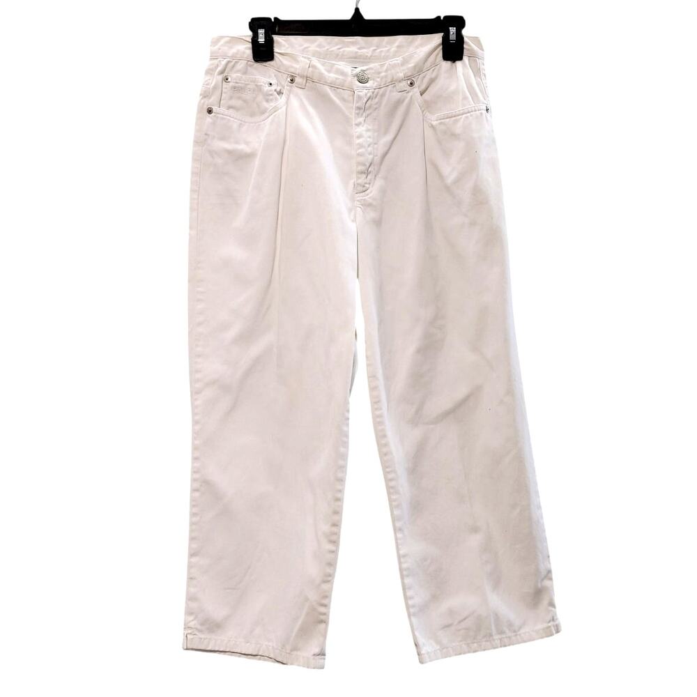 Vintage 90s RALPH Ralph Lauren Pleated Chino Pants Wide Leg White Womens 10
